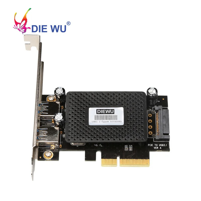 PCI E X4 к двойной USB3.1 тип A карта расширения с 15 Pin SATA питания 10 Гбит/с адаптер ASM1142 чип