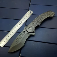 scorpion high quality beautiful carved tactical folding knife hunting knives pocket knife stainless steel for cutting outdoor