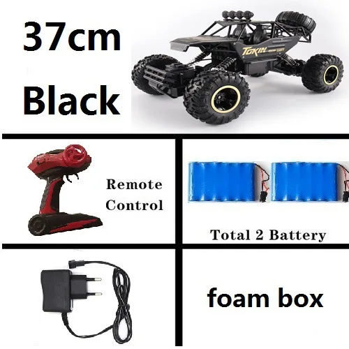 37cm black 2 battery 4WD электрический автомобиль RC автомобиль Bigfoot автомобиль 1/12 Багги 2,4G Радиоуправляемый автомобиль двойной мотор Высокоскоростной грузовик внедорожник игрушки подарок - Цвет: 37cm black 2 battery