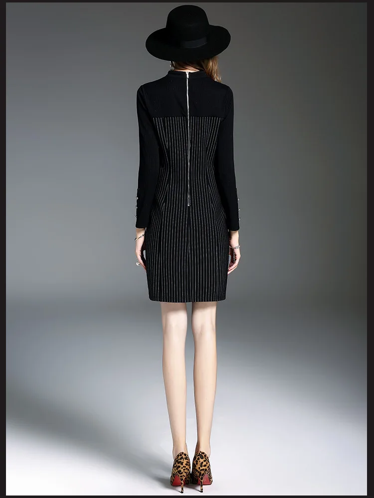 Летнее платье 2017 элегантные Для женщин мода Европейский Дизайн полоса лоскутное