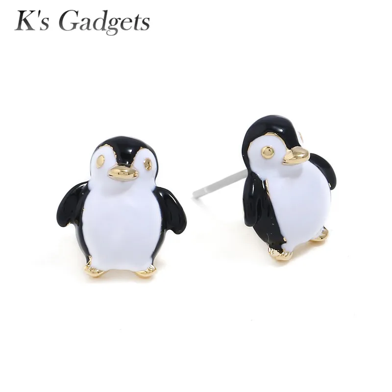 K'S гаджеты ручной работы эмаль Пингвин животное серьги Уникальный трендовый
