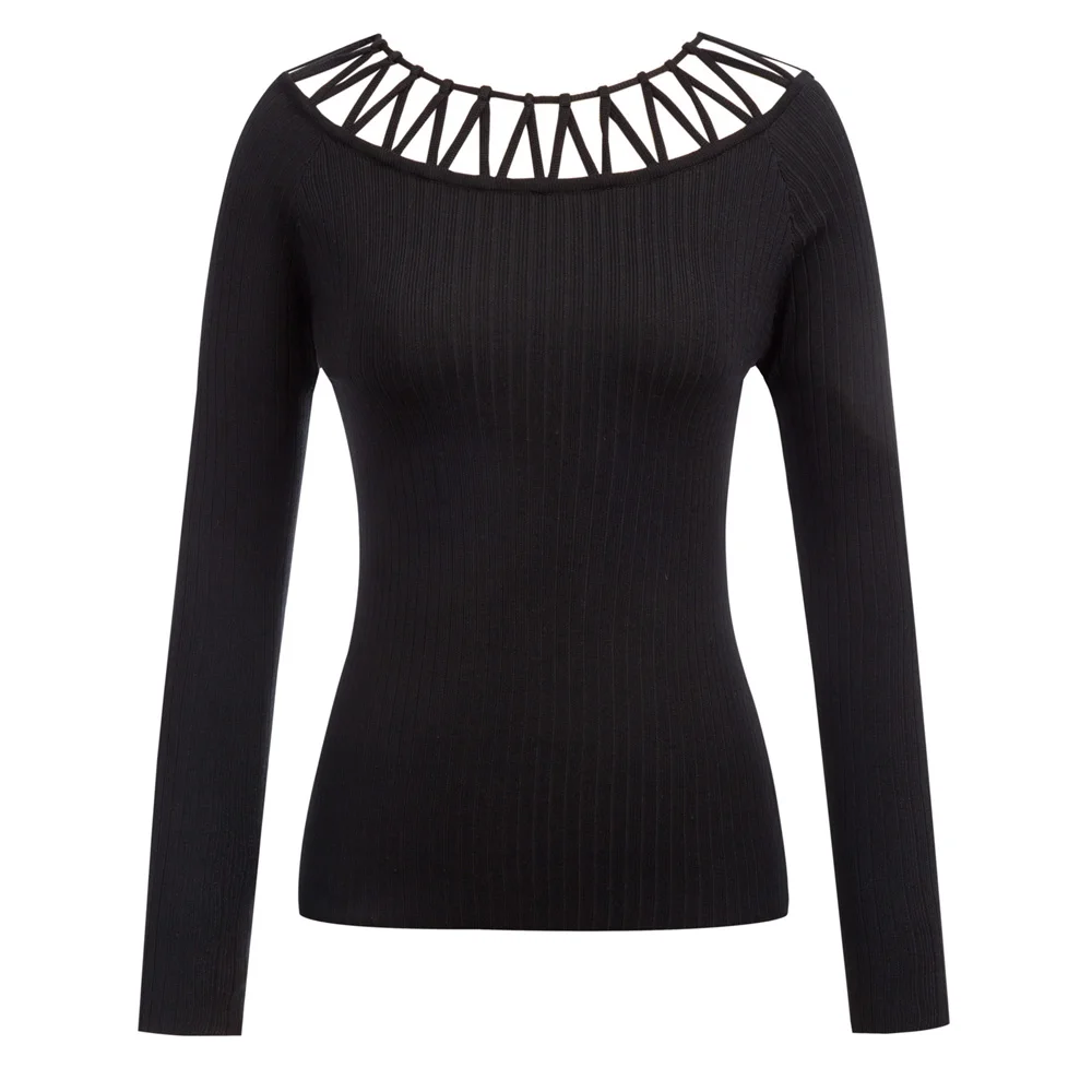 2019 новые женские облегающие длинный рукав средней длины с выдолбленными