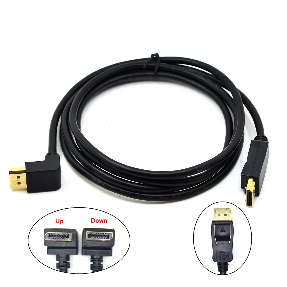 

Elbow Up Angled 90 Degree Standard 1.2v Display Port DP Male To Male DisplayPort 3D Cable Angle 6ft 1.8m 4K X 2K 60hz