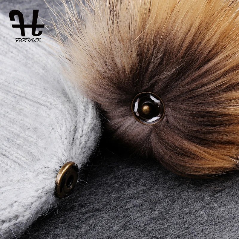 Меховая детская зимняя шапка вязаная с помпоном для мальчиков и девочек из