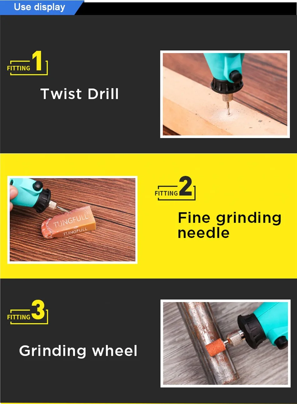 Tungfull Mini ДРЕЛЬ Dremel Стиль сверлильный станок Dremel дрели вращающихся инструментов Мощность инструмент Аксессуары Мясорубки электрические ручная дрель