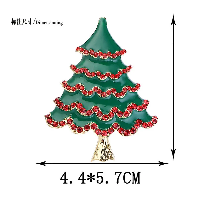 Зеленая эмалированная Рождественская елка броши милая Брошь со стразами булавки