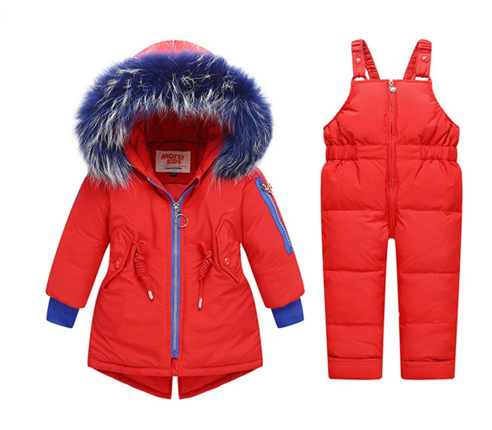 Winter Children's Clothing Sets Suit Kids Warm Baby Boy Ski Suits Snowsuits Girl Down Jackets Outerwear Coat+suspender Jumpsuit