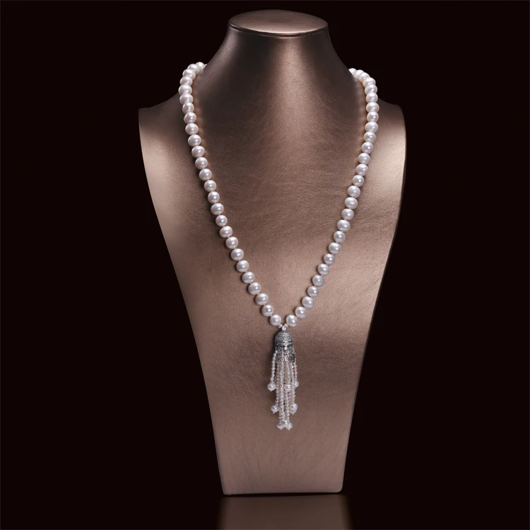 

Элегантное Длинное Ожерелье-свитер, ожерелье из натурального пресноводного жемчуга, ювелирные изделия, подарки для женщин