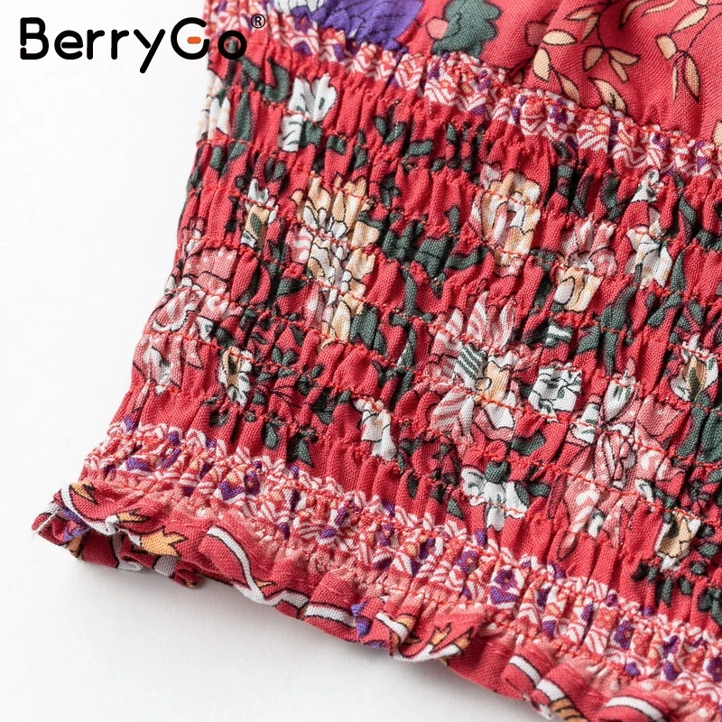 BerryGo повседневное женское платье Бохо С Цветочным Принтом Короткое