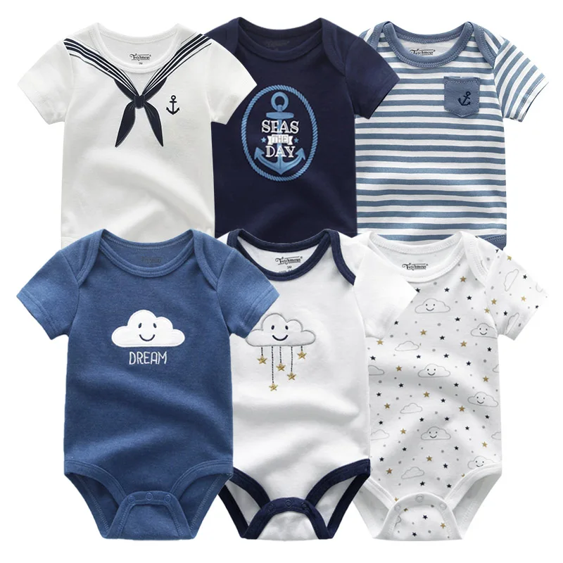 

Newest Newborn 6PCS/lot Baby Boy Clothes Cotton 0-12M Baby Girl Clothes Bodysuit Unicorn Roupa de bebe Summer Short Sleeve