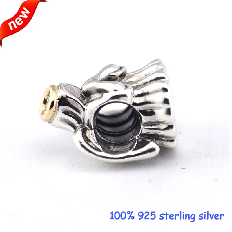 Подходит для браслетов Pandora серебряные бусины с Божьим ангелом золотым покрытием
