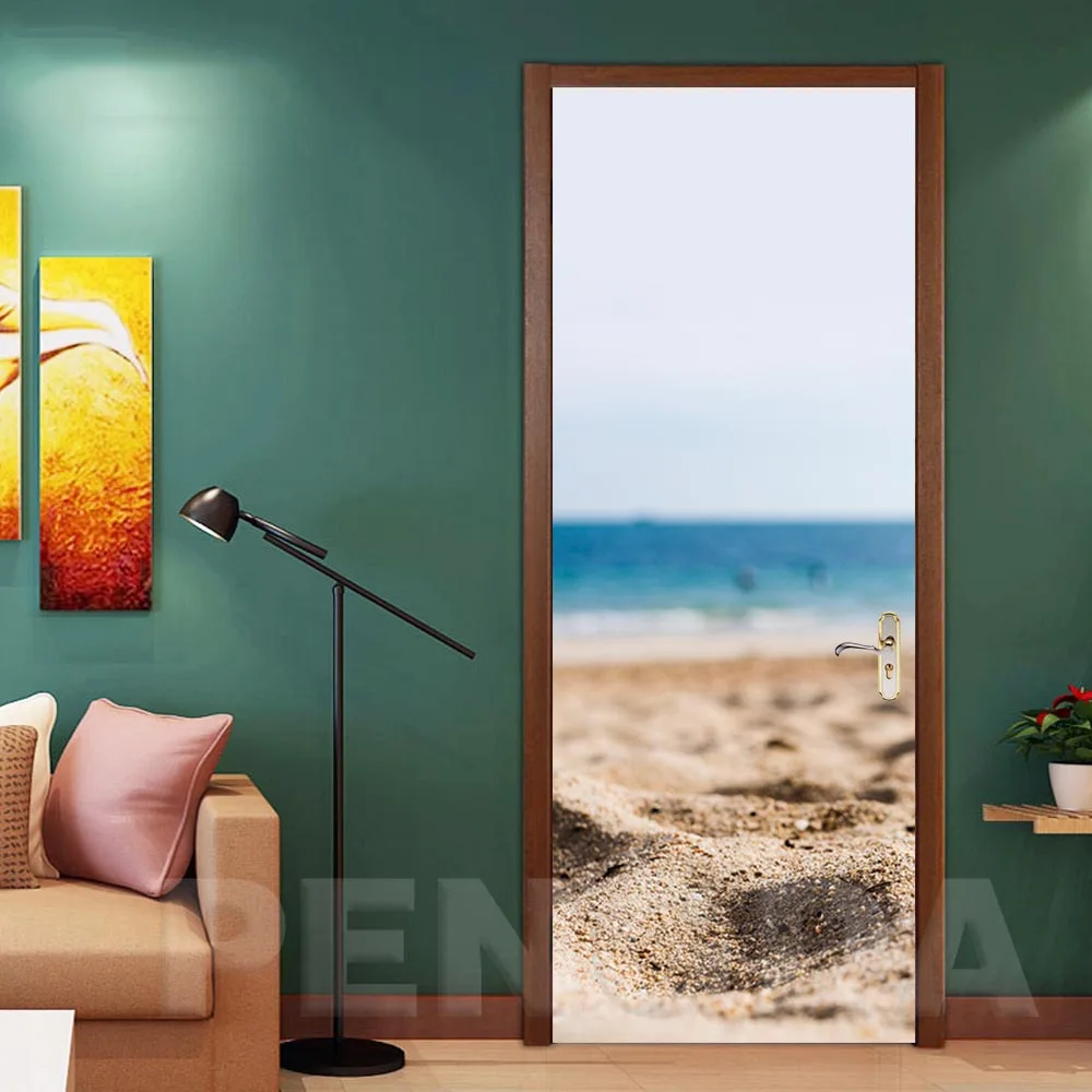 Door XRN1476-05 DIY ремонт Фреска Водонепроницаемый водной Пейзаж Холст Печатный Декор Наклейка самоклеющаяся дверь в спальню художественная картина домашний дизайн - Цвет: Door XRN1476-05