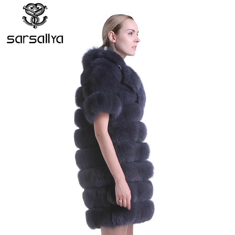 Sarsallya 100% натуральным лисьим мехом жилет полностью натуральный отложной воротник