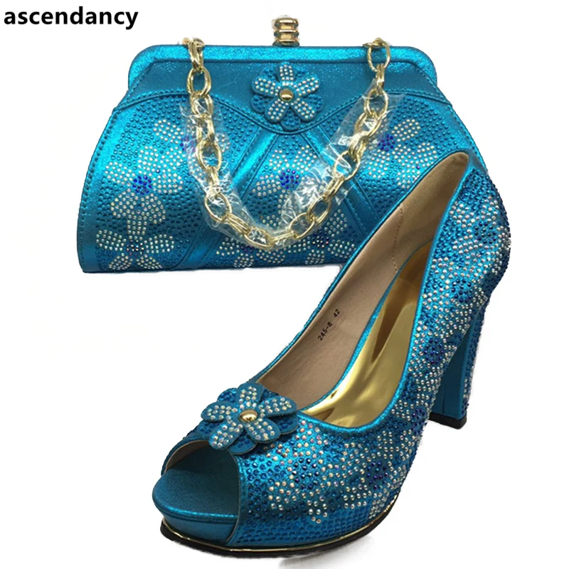 Новейший черный цвет итальянский Дамский комплект из обуви и сумки африканские