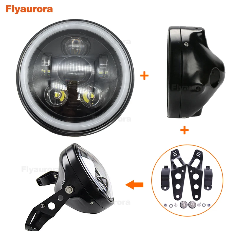 7 дюймов светодиодный мотоцикл Headligh + ведро Корпус для мотоцикла Yamaha YBR125 YBR 125 02