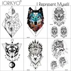 Временные тату-наклейки на руку для женщин и мужчин, геометрические волчьи руки, Переводные татуировки, боди-арт, искусственная Татуировка Вечерние