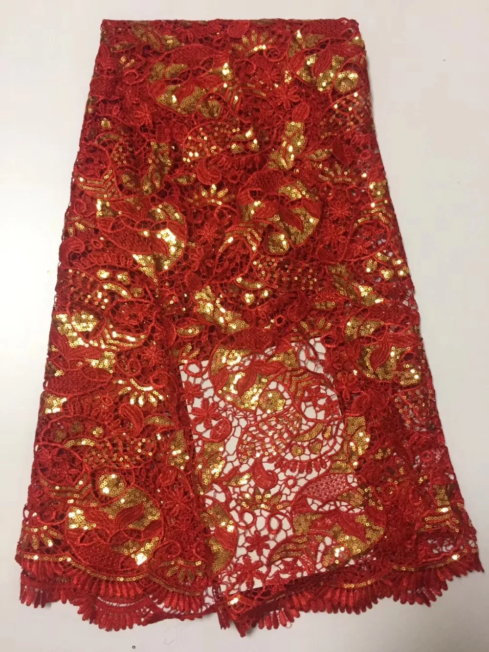 Кружевная ткань красного цвета для свадьбы Водорастворимая кружевная из фатина
