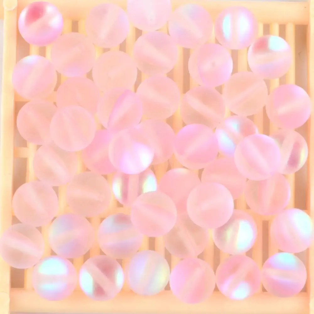 Matte Pink Гладкий матовый ассорти из австрийского кристалла, Круглый бисер для изготовления ювелирных изделий 6 8 10 12 мм блестящие бусины из лунного камня Diy браслет - Цвет: Matte Pink