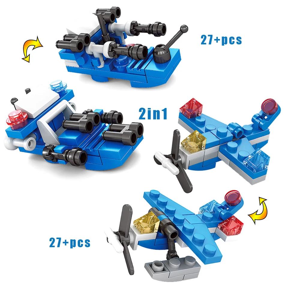 187 шт полицейский катер самолет строительные блоки для автомобилей кирпичики