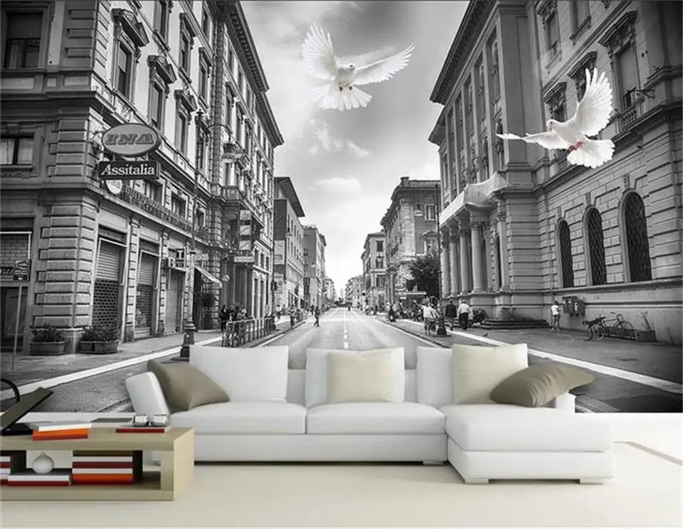 Пользовательский размер обои 3d фото Гостиная росписи города улица картина