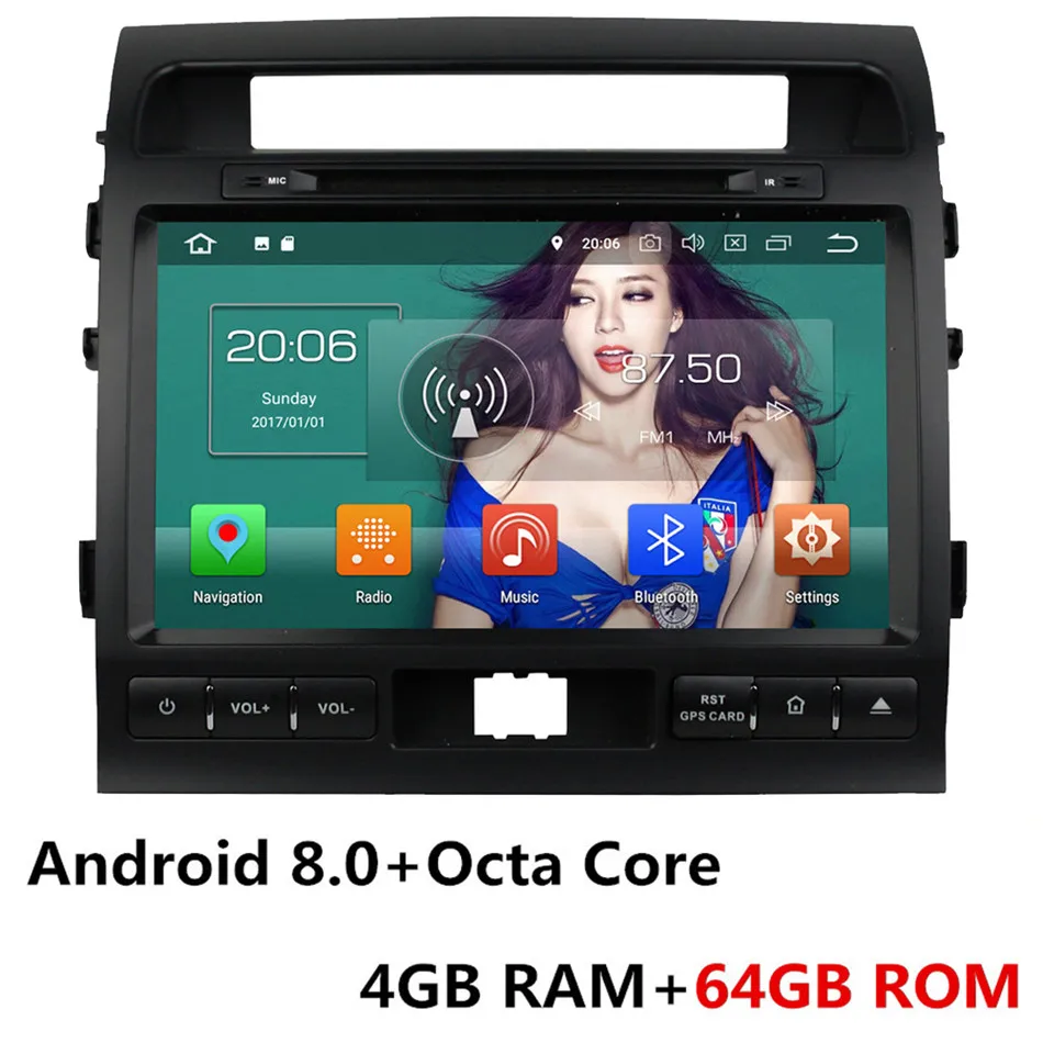 Android 8.0 x 64GB " ips Восьмиядерный 4G Android 8,1 4 Гб ram 64 Гб rom автомобильный DVD мультимедийный плеер Радио стерео для Toyota Land Cruiser LC200 2007 - Цвет: Android 8.0 x 64GB