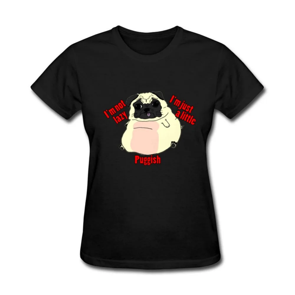 Забавные милые Puggish Для женщин футболка на заказ короткий рукав футболки для