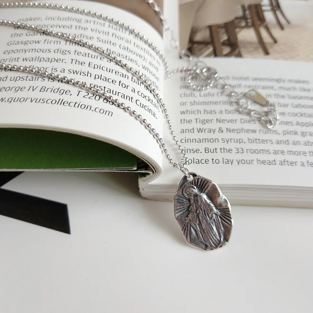 

Amaiyllis Vintage 925 sterling silver jesus prayer necklaces for women geometric statement pendants necklaces christian Jewelry