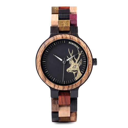 Бобо птица кварцевые часы для мужчин reloj mujer лось гравировка деревянные женские часы в деревянной коробке relogio masculino отличный подарок для влюбленных - Цвет: Womens 38mm