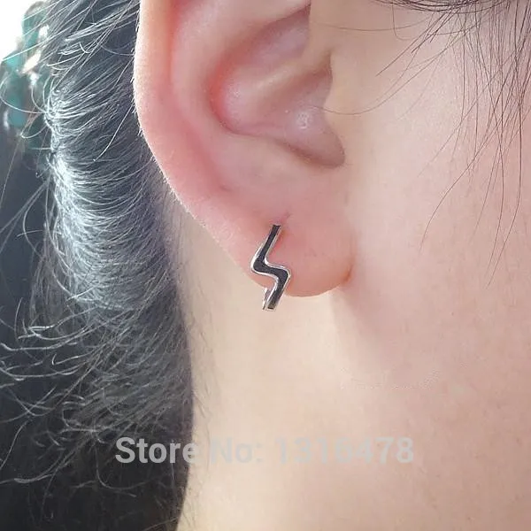 1 pair 9mm Новые серьги из стерлингового серебра s925 пробы призматические полигональные серьги внутренний диаметр 5,5 мм-9 мм - Окраска металла: 1 pair 9mm