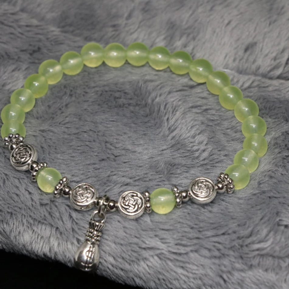 Оптовая цена уникальный 6 мм нитка круглых бусин браслет натуральный зеленый