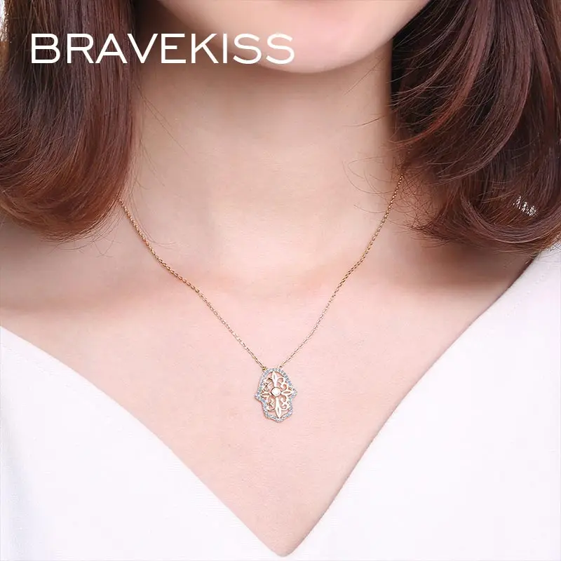 BRAVEKISS счастливая рука Фатимы Длинная цепочка кулон ожерелья для женщин золотой