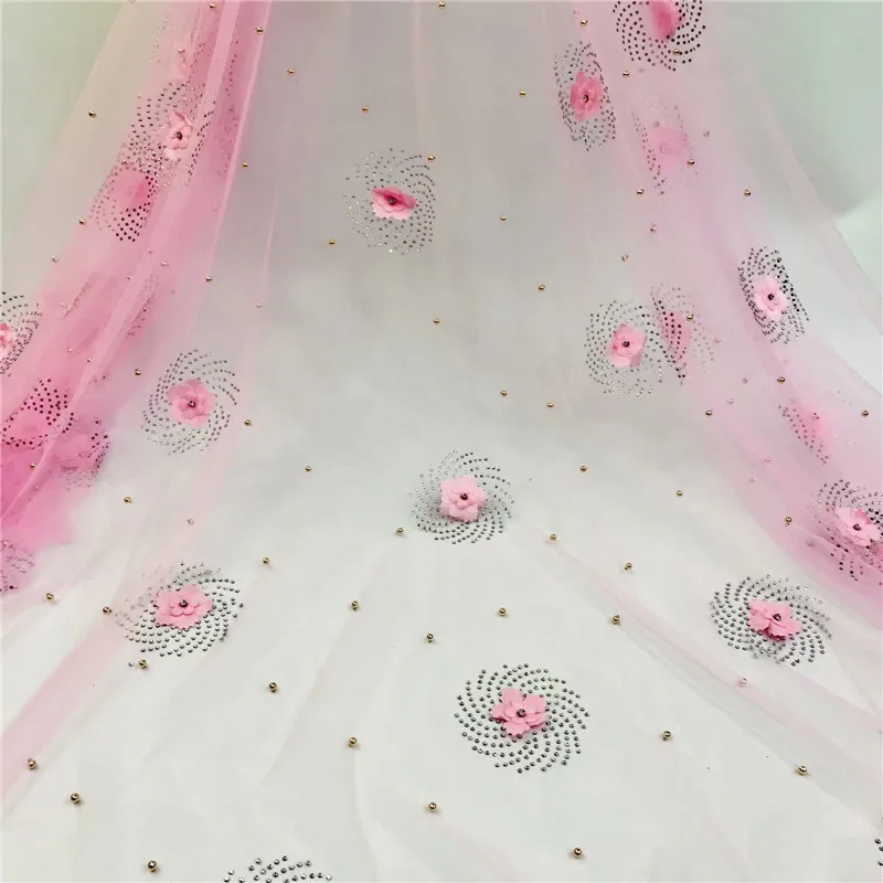 Нигерийская кружевная ткань 2019 Высококачественная 3d для свадьбы синие