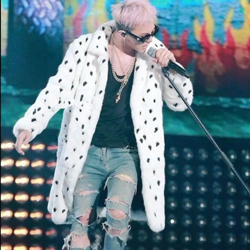 

S-3xl 2021 New Faux Fur Coats Gd With The Same Imitation Fox Fur Grass Coat Star Winter Singer Men's Black Point Long Coat