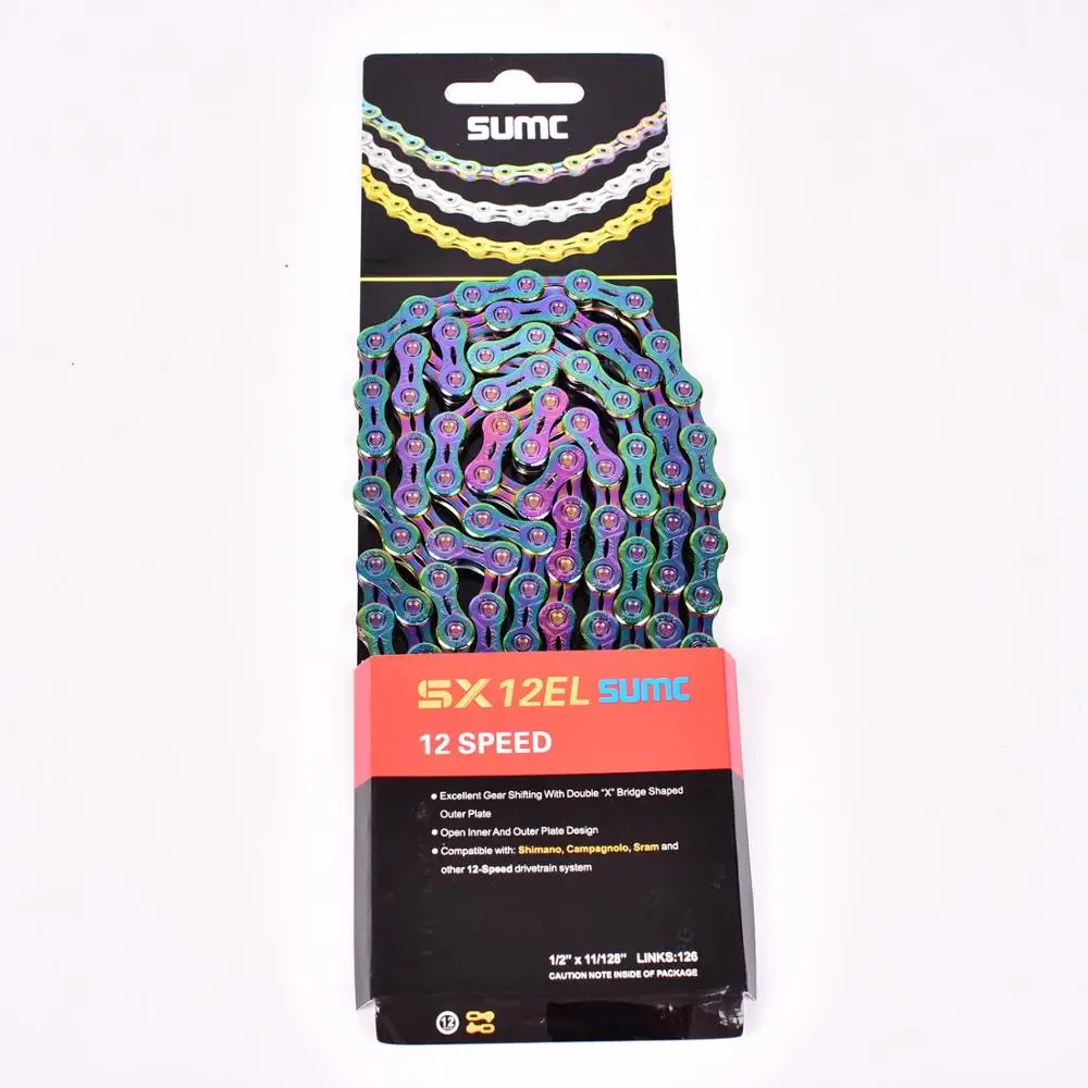 SUMC 9 10 11 12 speed Bicycle Rainbow Chain Colorful MTB Mountain Road Bike Shifting Chain With Missinglink For Shimano Sram - Цвет: SX12EL Rainbow