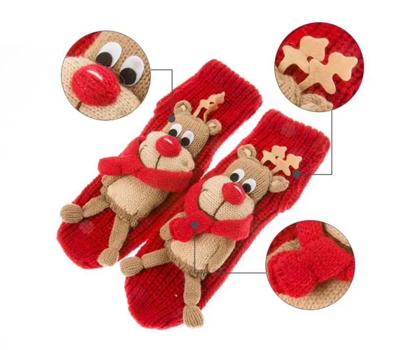 Милые рождественские носки FunPa для женщин и девочек красные шерстяные длинные