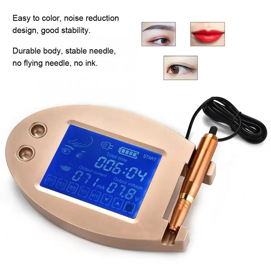 2 Types 100-240V Semi-permanent Tattoo Machine Lip Eyebrow Eye Liner Tattoo Panel Control Machine Permanent Make Up Tattoo Gun