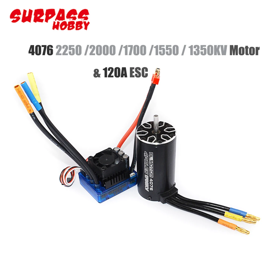 2 шт./компл. 4076 2250KV 2000KV 1700KV 1350KV Бессенсорный бесщеточный мотор 120A ESC комбо набор для 1/8 RC автомобилей Грузовик
