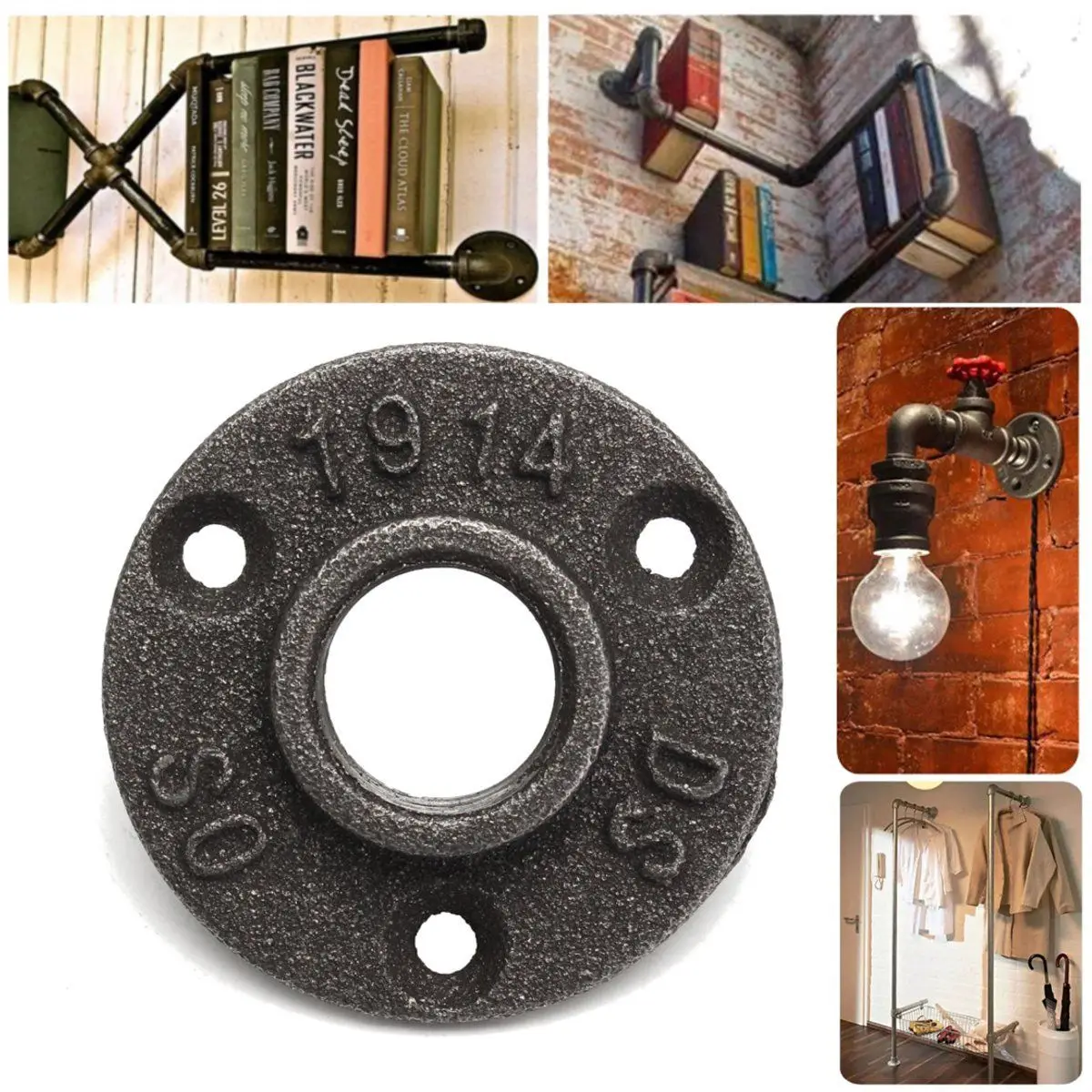 1/2 дюйма три отверстия черный железный фланец фитинг для пола резьбовое