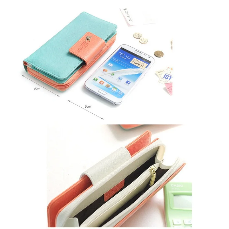 Женский удлиненный кошелек из ПУ кожи на молнии|carteira feminina|card holder clutchpurse card |