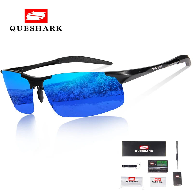 

Queshark Magnesium Aluminum Cycling Sunglasses Men Polarized Sport Cycling Glasses Driving Hiking Skiing Glasses Fishing Eyewear