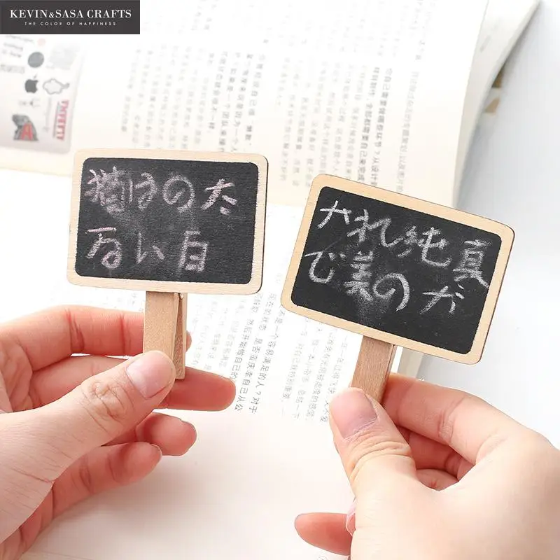 6Pcs/Set Chalkboard Wooden Clips Photo Holder Mini Wood Clothespin Stationery Paper Clips Office Accessories Photo Clip Stands