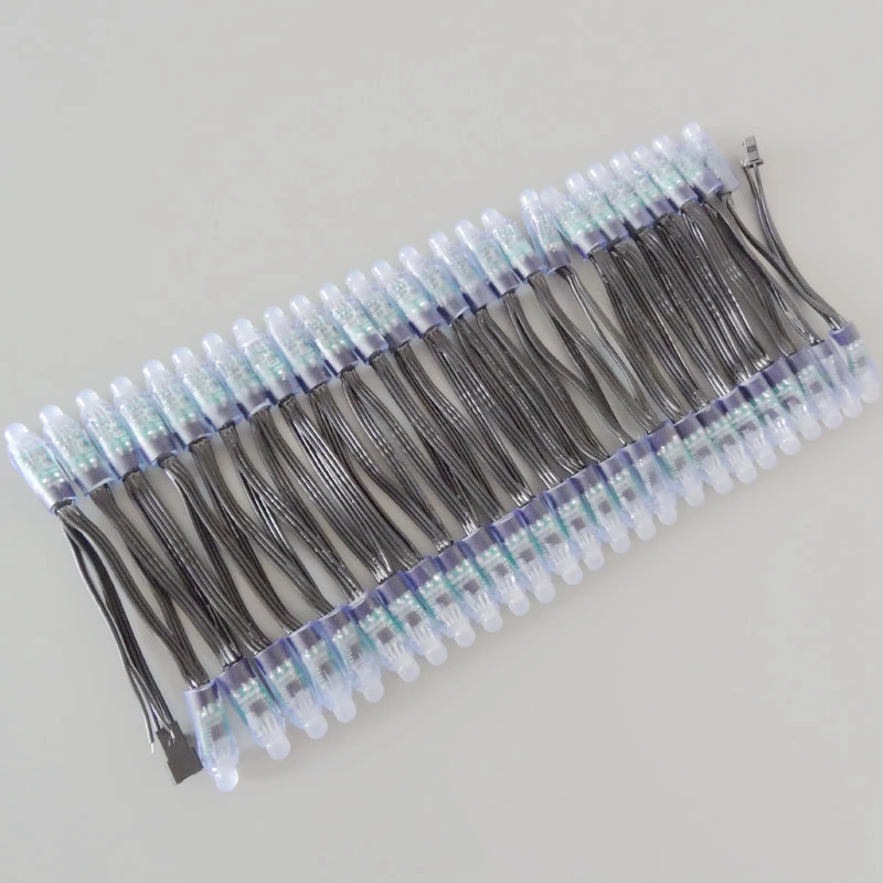 50 шт. DC5V/DC12V 12 мм WS2811 IC RGB светодиодная модульная гирлянда черный провод
