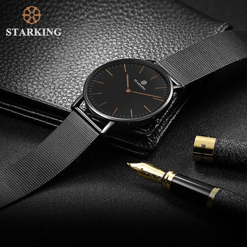 Мужские ультратонкие кварцевые часы с сетчатым браслетом 6 мм|clock brand|clock fashionclock