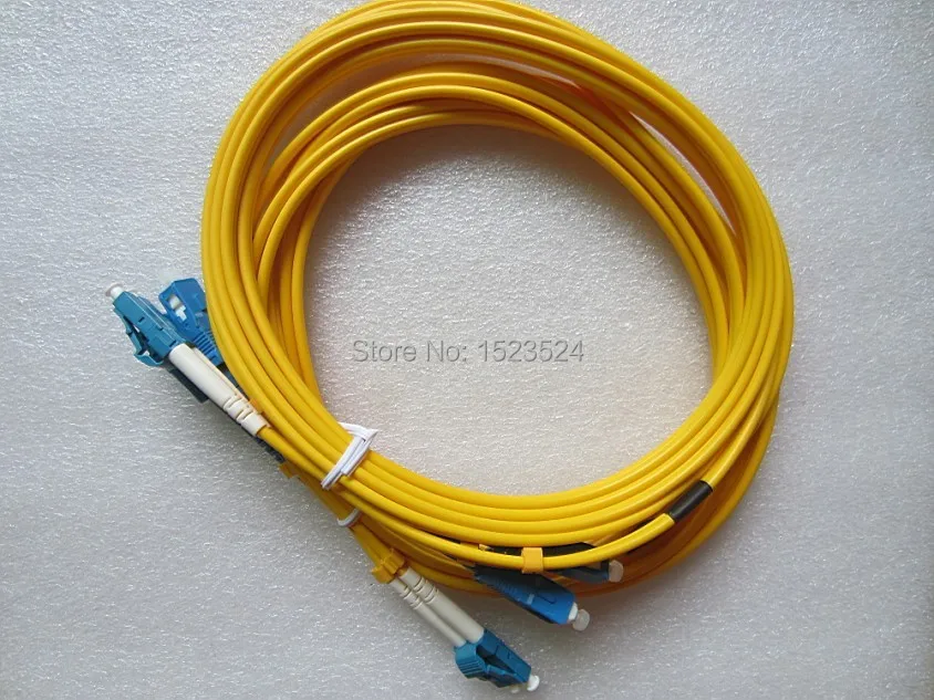 

Free Shipping 2pcs/lot 3.0mm 5 Meters 9/125 SM Duplex LC/PC to SC/PC LC-SC Fiber Optic Patch Cord Jumper Cable