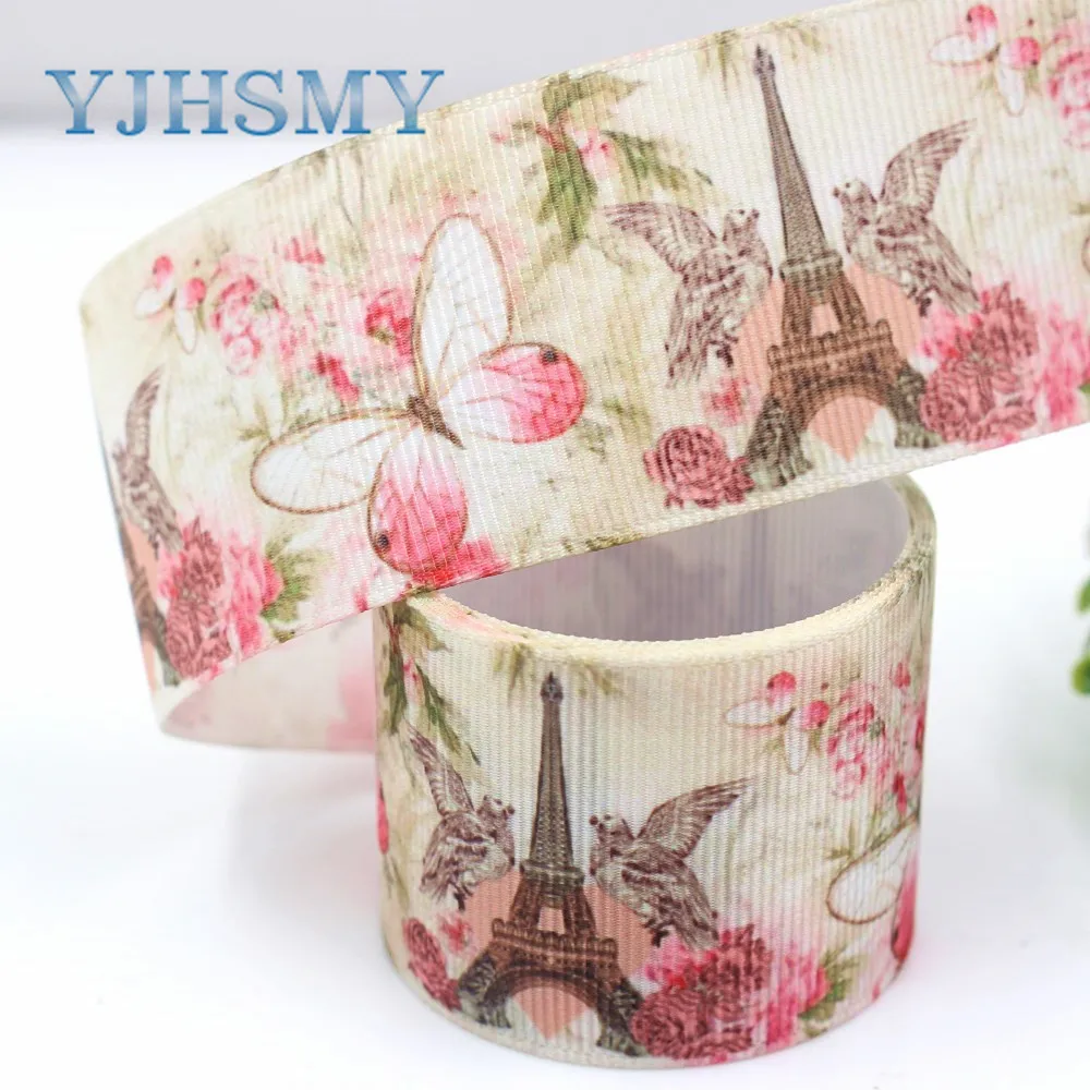 YJHSMY I-181110-240 10 ярдов/партия 38 мм бабочка цветок ленты термопечать grosgrain Подарочная