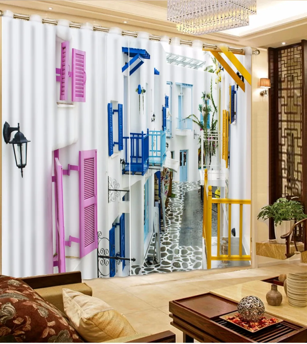 Модные индивидуальные занавески 3D цветные на окна балкона затемняющие для