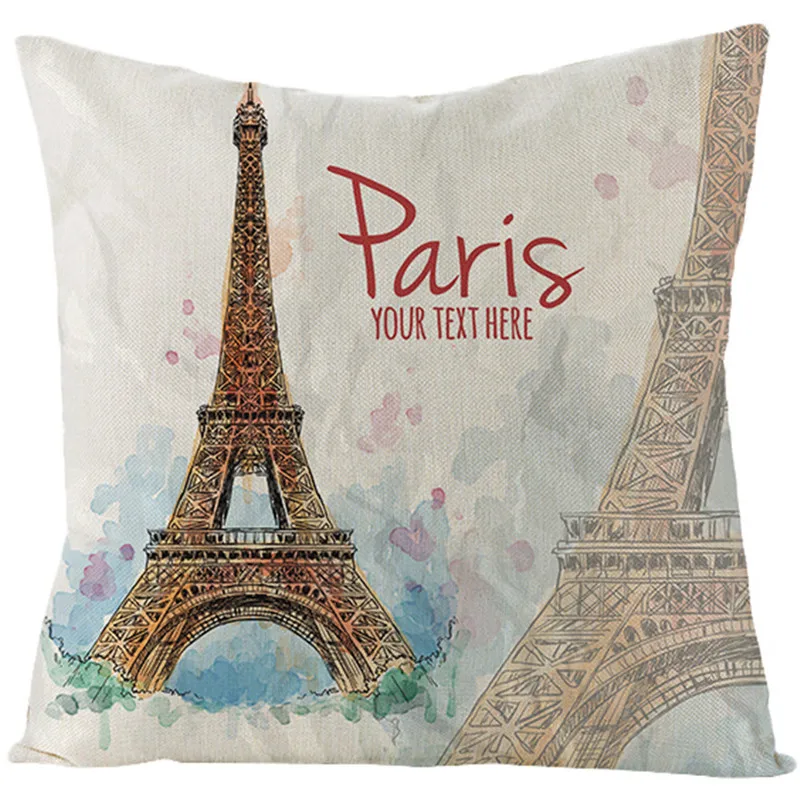 Fuwatacchi Pure Linen Triumphal Arch Cushion Cover E1ffel Tower Throw Pillow Romantic Frensh Scenery Pillowcases | Дом и сад
