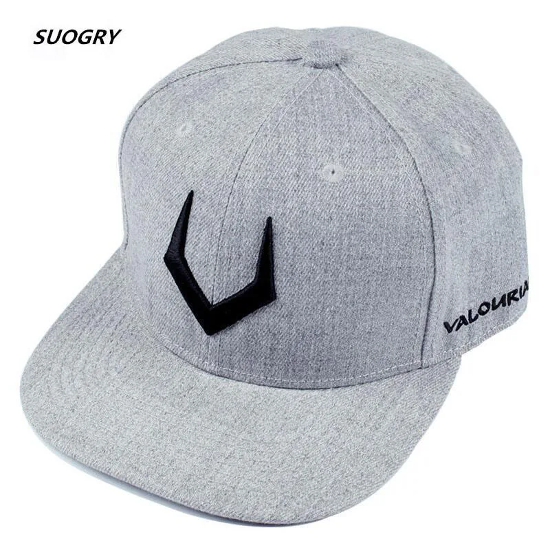 

SUOGRY High Quality Grey Wool Snapback 3D Pierced Embroidery Hip Hop Cap Flat Bill Baseball Cap For Men And Women