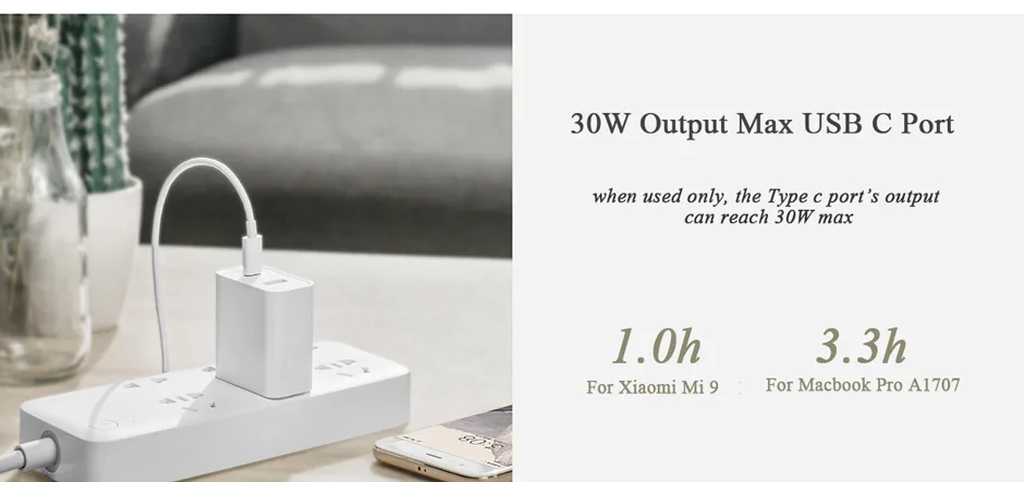 Xiao mi USB зарядное устройство 30 Вт Max USB A+ usb type C адаптер для быстрой зарядки для Xiaomi mi 9 samsung Macbook Смартфон ноутбук