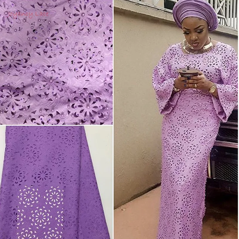 Африканская кружевная ткань 100% хлопок материал с жемчугом Rhinesstone вечерние платья